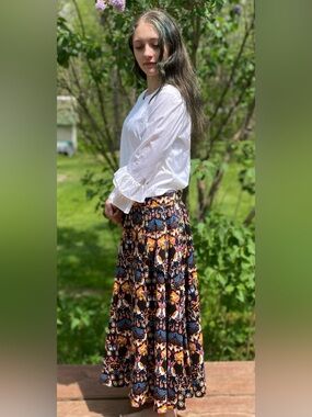 Eva Franco Floral, Animal, Maxi Skirt with Vibrant Multi-Color Print Size 8